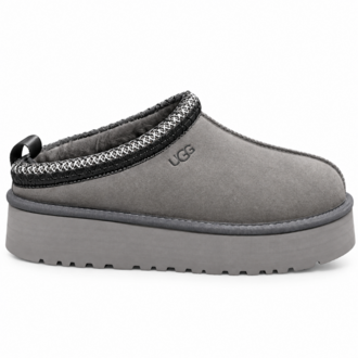 UGG Tazz Platform | Gri Kürklü Kadın Terlik Kalın Taban