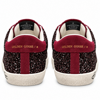 Golden Goose Superstar | Bordo Simli Kadın Sneaker Spor Ayakkabı