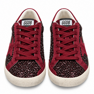 Golden Goose Superstar | Bordo Simli Kadın Sneaker Spor Ayakkabı