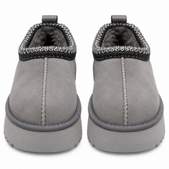UGG Tazz Platform | Gri Kürklü Kadın Terlik Kalın Taban