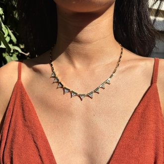 Üçgen Zirkon Gold Kaplama VIP Kolye