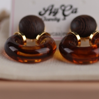 Amber Duo Halka Küpe