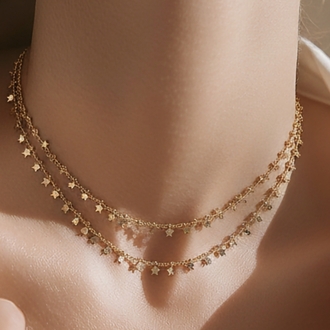 Gold Kaplama İkili Yıldız Kolye