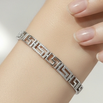 Taş Detaylı Silver Bileklik