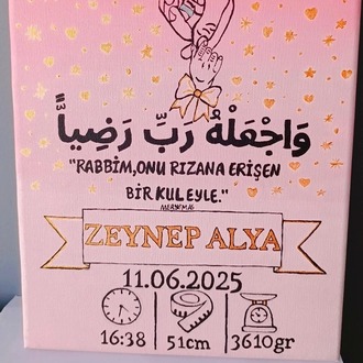 Yenidoğan İlk Künye Prenses Bebek Tablosu