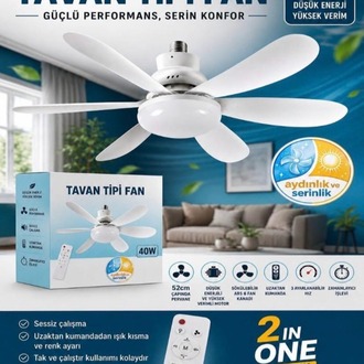Tavan Tipi Fan 40 w Kumandalı Lamba
