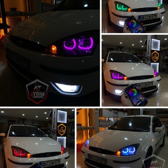 FORD FOCUS 1 MAKYAJLI KASA / 4LÜ L TİP ANGEL SETİ 64 RENK TELEFON KONTROLLÜ