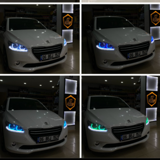 PEUGEOT 301 / 4LÜ L TİP ANGEL SETİ 64 RENK TELEFON KONTROLLÜ
