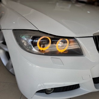 BMW E90 / E36 / E46 / E92 UYUMLU BEYAZ + AMBER ÇİFT RENK KRİSTAL ANGEL TAKIMI 4LÜ
