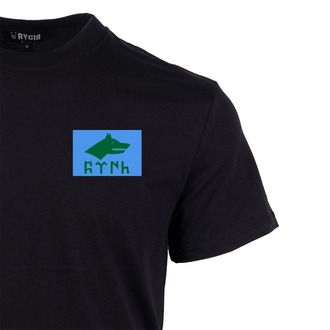 Mini Göktürk Bayrağı Baskılı Tişört Siyah