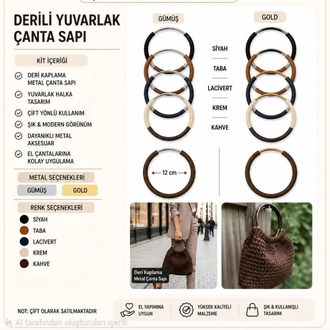 Derili metal çanta kulp