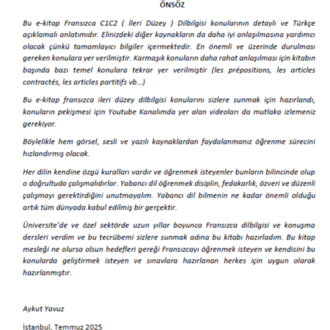 FRANSIZCA  DİLBİLGİSİ İLERİ SEVİYE 