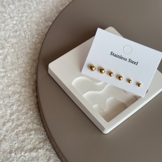 Çelik Gold 3lü Set Top Küpe 