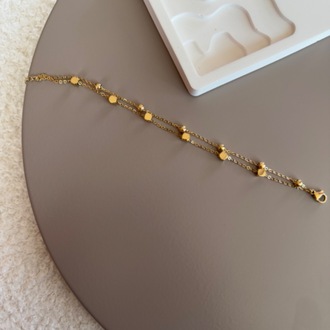 Çelik Gold Çift Sıra Boncuklu Bileklik