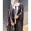 İpek Saten Omuzları Taşlı Abaya