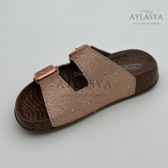 Mulex Kadın Ekstra Yumuşak Tabanlı Taşlı Günlük Kullanım Terlik - Rose Gold