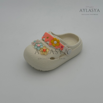 Calx Çiçek Detaylı Yumuşak Taban Çocuk Sandalet Terlik - Krem