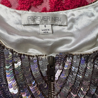 Forever New Embellished Sequin Cropped Jacket – Iridescent Art Deco
