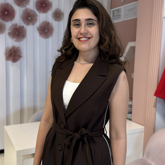 Kahve Şerit Detaylı Yelekli Takım