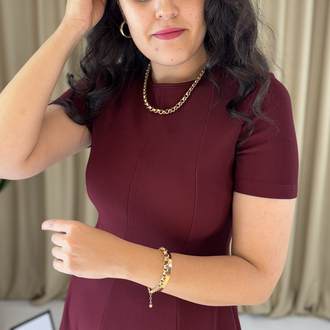 Kırmızı Ottoman Kumaş Mini Çan Elbise