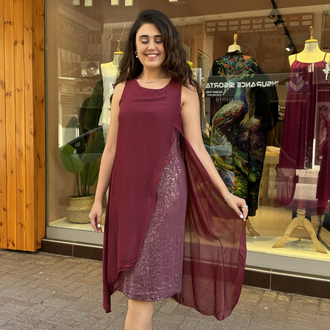 Fulya Bordo Elbise - İPEK