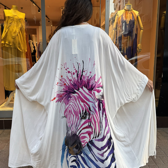 Zebra Desen Viskon Kimono