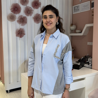 Taş Detaylı Mavi Gri Gömlek