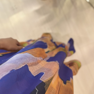 Halter Yaka Renkli Vual Kumaş Elbise