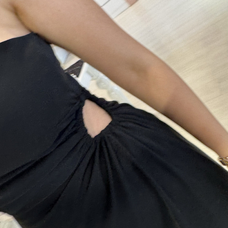 Dekolte Detaylı Tek Omuz Maxi Elbise