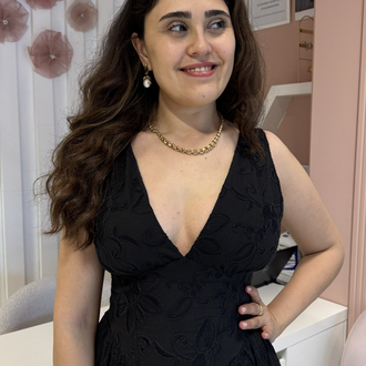 Siyah Nakışlı Korseli Prenses Elbise