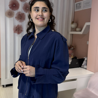 Lacivert Tensel Ceket Etek Takım