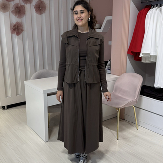 Siyah 3 Parçalı Yelekli Takım
