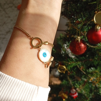 Çelik Gold Bileklik Göz Charm
