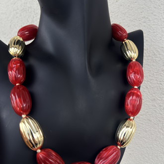 Gold bordo kolye 