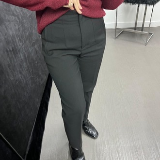 Karol Siyah Flatolu Pantolon