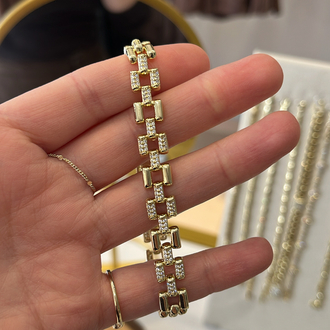 Özel seri 14k kaplama kordon zirkon taş detaylı bileklik 