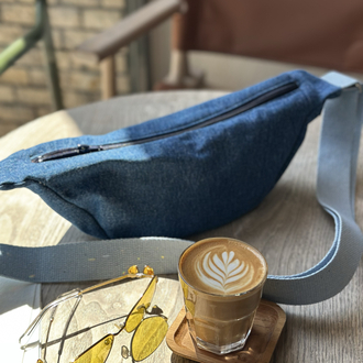 Denim moon bag