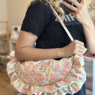 Bahar çiçekli fırfırlı moonbag