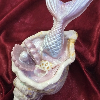 Mermaid Candle, deniz kabuğu obje (deniz kızı) ♀️
