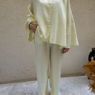Oversize Çizgili Takım