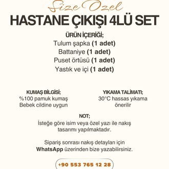 Müslin Bebek Hastane Çıkışı Seti | Tulum Şapka Battaniye Puset Örtüsü Yastık