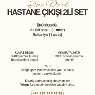 Hastane Çıkışı 2’li Set – %100 Pamuk Müslin | İsme Özel Tasarım
