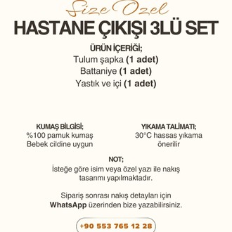 Hastane Çıkışı 3’lü Set – %100 Pamuk Müslin | İsme Özel Tasarım