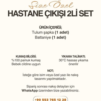 Hastane Çıkışı 2’li Set – %100 Pamuk Müslin | İsme Özel Tasarım