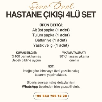 Hastane Çıkışı 4’lü Set – %100 Pamuk Müslin | İsme Özel Tasarım