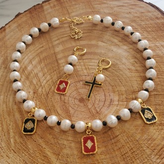 Fısıltı İnci ve Spinel Takı Seti