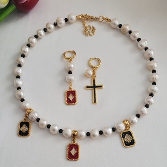 Fısıltı İnci ve Spinel Takı Seti