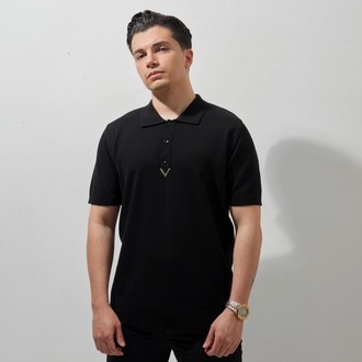 A+ VALENTINO Polo Yaka T-Shirt Black