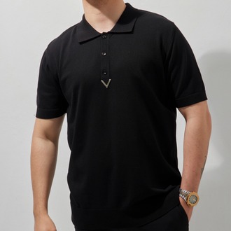A+ VALENTINO Polo Yaka T-Shirt Black