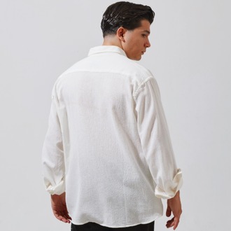 Babylon Oversize Keten Gömlek - White